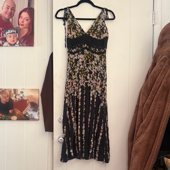 Free People Dresses & Skirts - Free People Black Floral Dress boho hippie cottage summer goth resort cover up